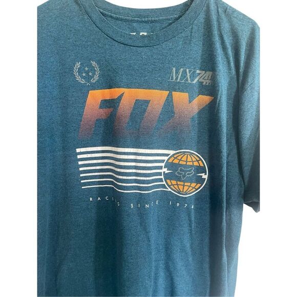 Fox Mens Green Racing MX74 Biking Skating Moto Short Sleeve T-Shirt Size XL - Picture 2 of 9